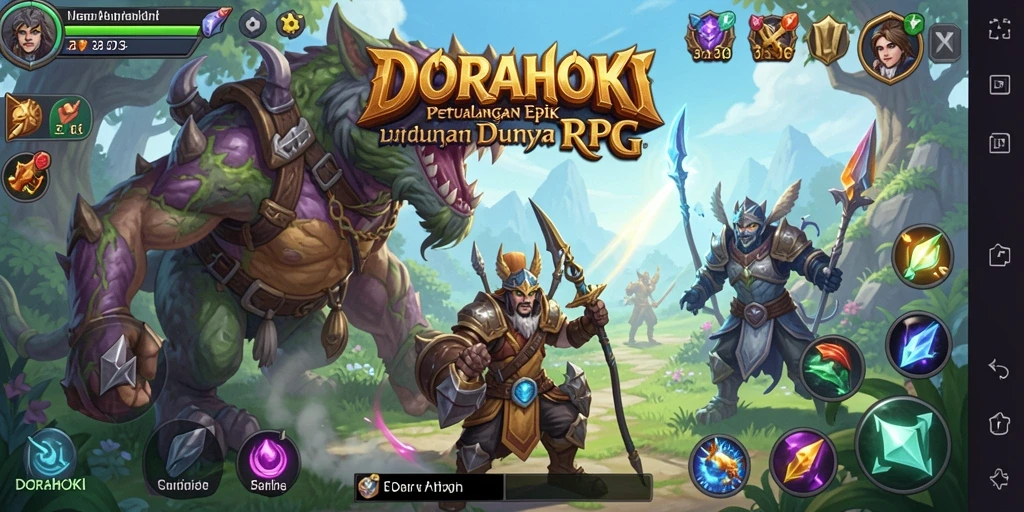 Tampilan gameplay DORAHOKI yang menakjubkan dalam petualangan RPG.