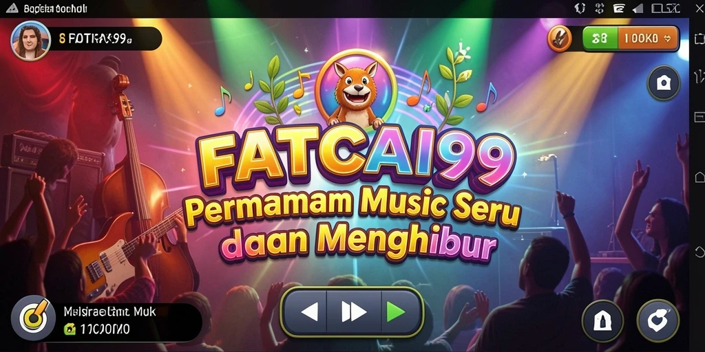 Tangkapan layar utama FATCAI99 yang menunjukkan gameplay musik yang seru.