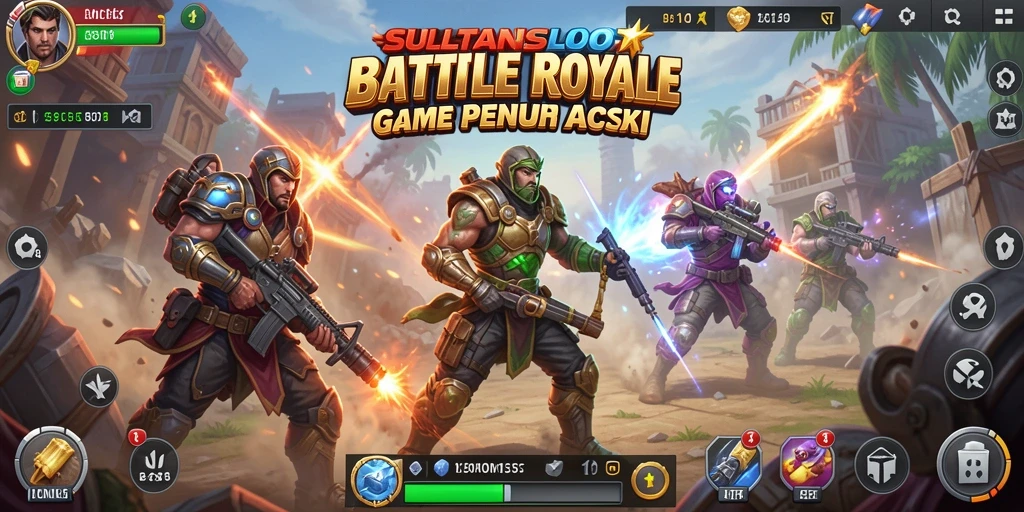 Tampilan gameplay SULTANSLOT yang menegangkan dalam arena Battle Royale.